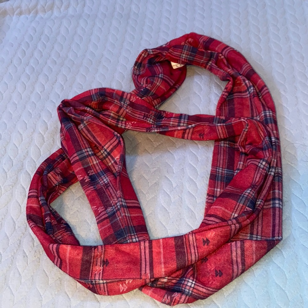 Neon soul pink and blue plaid infinity scarf